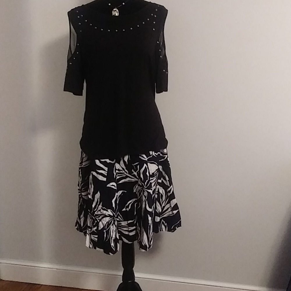 Chaps black and white cotton skirt